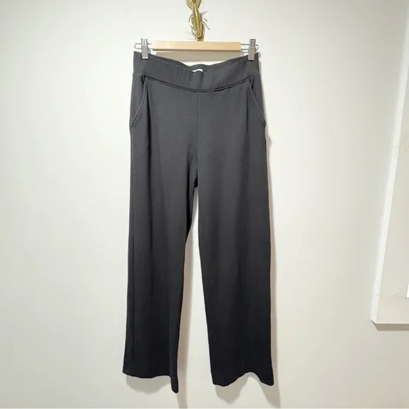 AYR Pants The High Hopes Wide Leg Size Medium Black Pima Cotton Modal Wide Leg - Picture 2 of 16